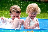 Splashes   Nr Shrewsbury : brother, paddling pool, people, play, portfolio, scotty robson photography, sister, splash, srp, water