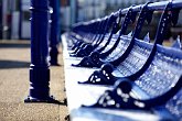 Blue seats in a row   On Eastbourne Pier : East Sussex, Woodlands