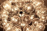 Light buld chandelier : civil wedding, happy, party, reception, thornbridge hall