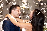 Ticker tape for the first dance   @ Amit & Bina's Wedding Reception : civil wedding, happy, party, reception, thornbridge hall