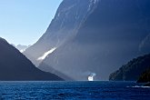 Cruise ship spoiling the view   In Milford Sound : awesome, beautiful, cruise ship, landscapes, milford sound, mountains, New Zealand, NZ, scenery, stunning, sunrise